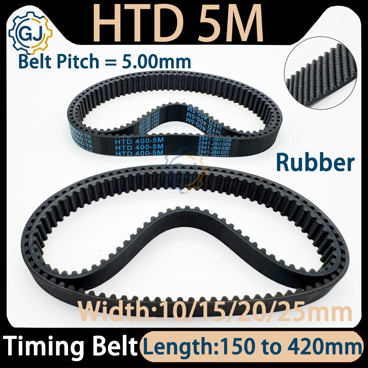 HTD 5M Rubber Timing Belt Width 15mm Length 5M 150 170 175 180 185 230 250 265 280 300 315 330 345 350 360 395 400 420mm HTD5M