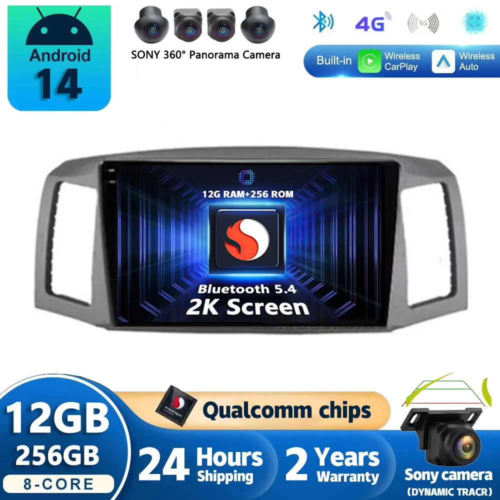 

Android 14 Carplay Car Radio For Jeep Grand Cherokee 2004 2005 2006 2007 Navigation GPS Multimedia Player stereo wifi+4G BT DSP