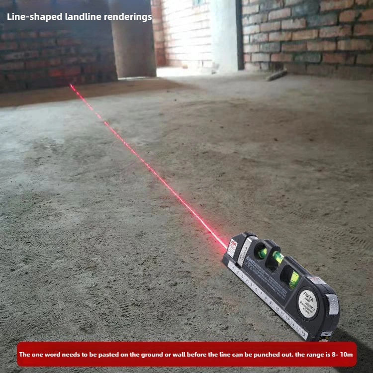 Kompaktowy poziomica laserowa krzyżowa - Wysokiej precyzji marker podczerwieni do majsterkowania i dekoracji - Zawiera tryb kąta prostego i taśmę mierniczą