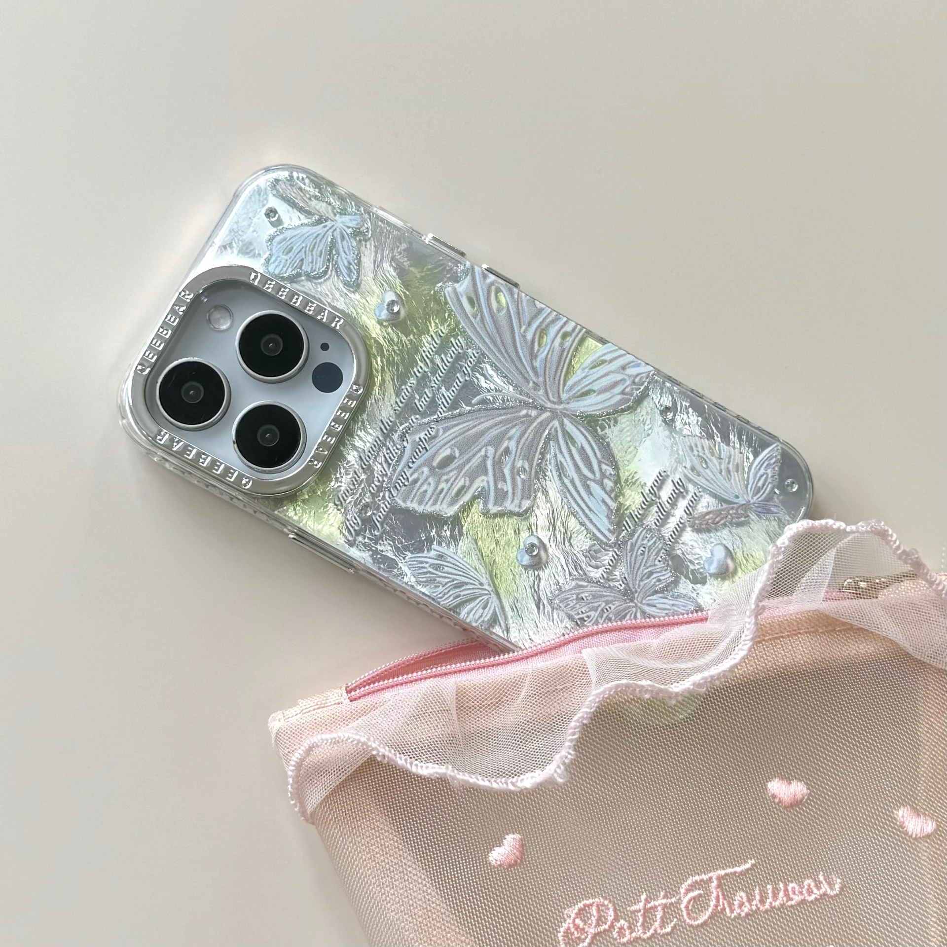 Drip glue double-deck butterfly pattern for iPhone 15 15Pro 15Promax 14 14Pro 14Promax 13 13Pro 13Promax 12 12Promax Soft shell