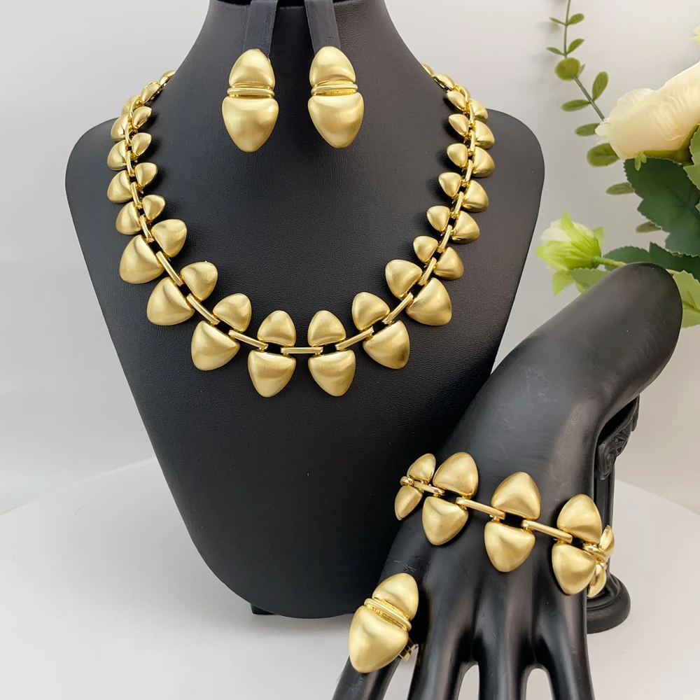 

Brazilian Simple Style Big Bold Necklace Luxury Quality African Bride Jewelry Set For Women Party Gifts FHK23041