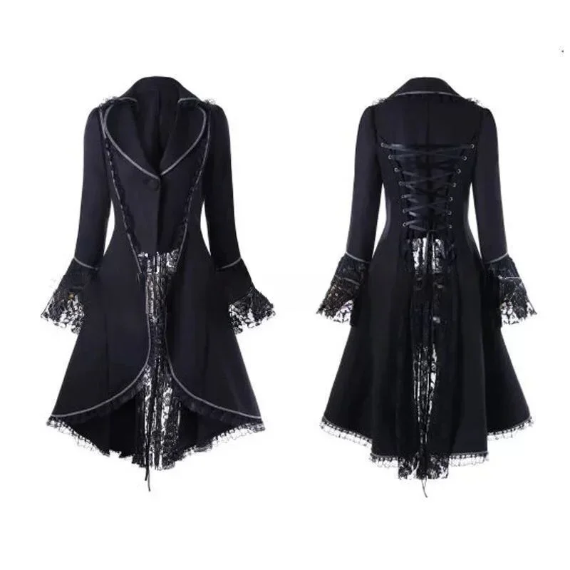 Women Medieval Steampunk Victorian women Gothic Jacket Noble Court vintage Dress Halloween carnival party cosplay Costume Lace