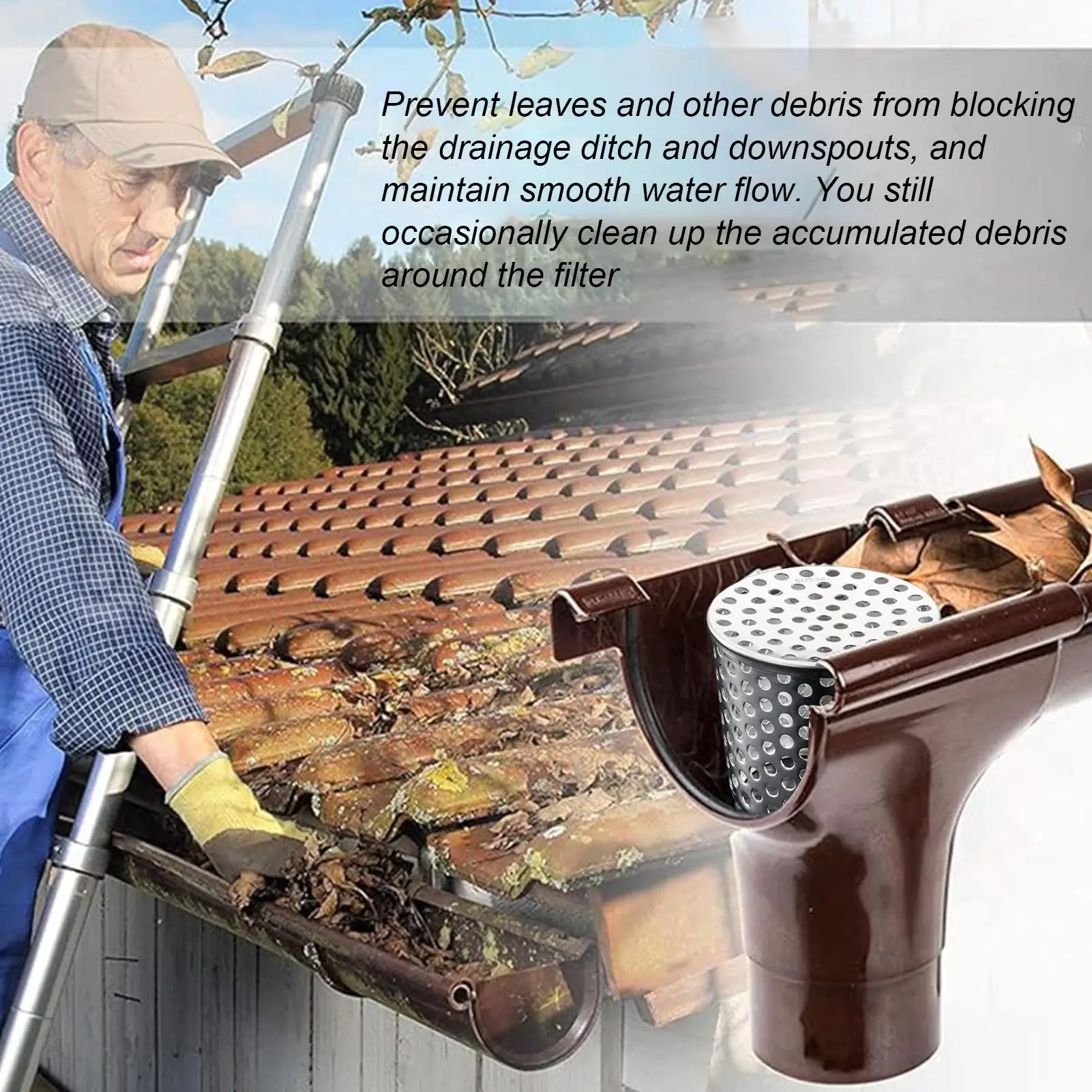 Rain Gutter Cover System 304 Stainless Steel Drain Outdoor Gutter Cleaning Tool Gutter Cleaning Tool Gutter Guard Downspout