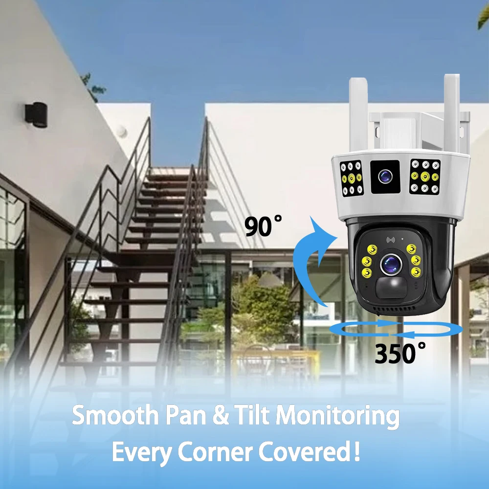 Solar CCTV Camera 12MP Full HD 50M IR Night Vision PIR Sensor 8000mAh Rechargeable