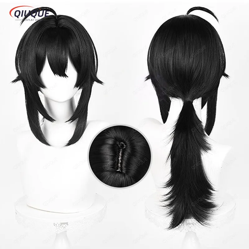 Grace Howard Cosplay Wig Long Hair with Pigtail Black Wig Cosplay Anime Cosplay Wigs Heat Resistant Synthetic Wigs + Wig Cap