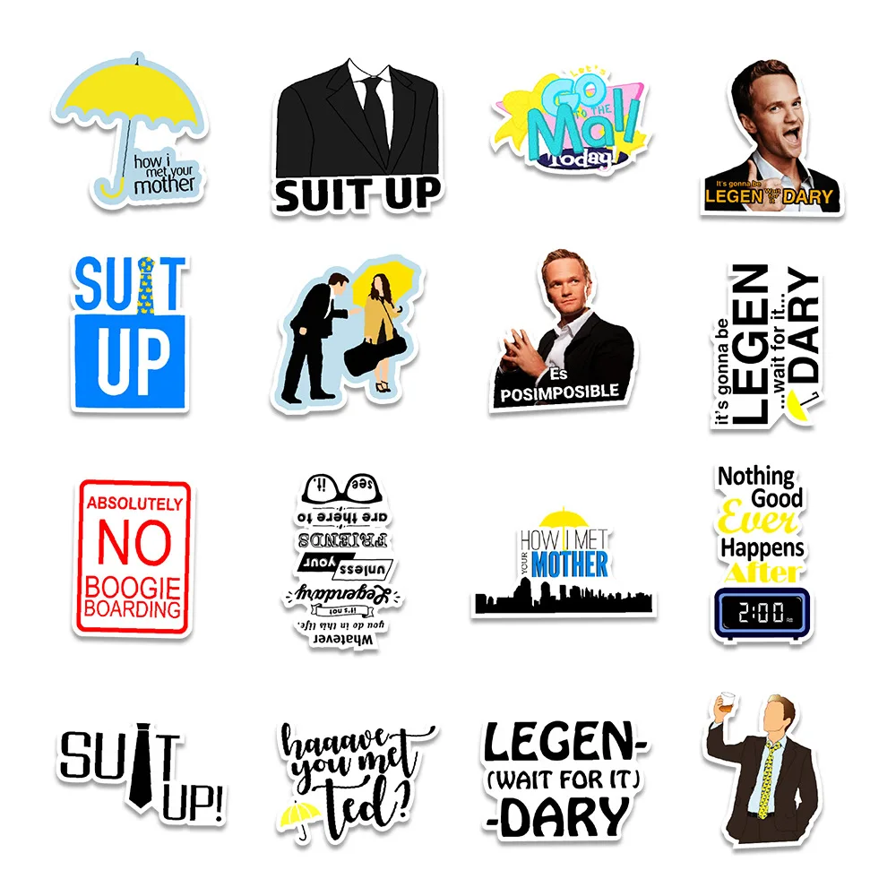 10/30/50pcs TV Show How I Met Your Mother Stickers DIY Scrapbooking Phone Stationery Waterproof Cute Cartoon Decals Toys