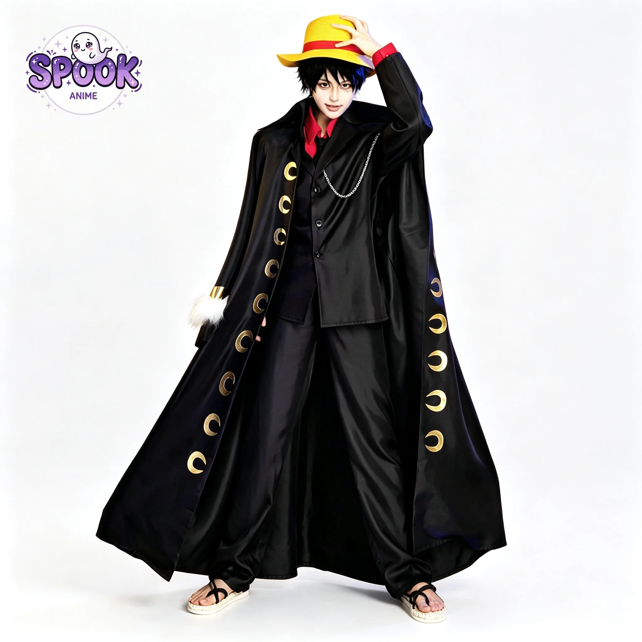 Anime Cosplay Luffy - Jubah Setelan Hitam Emas Luffy Cosplay