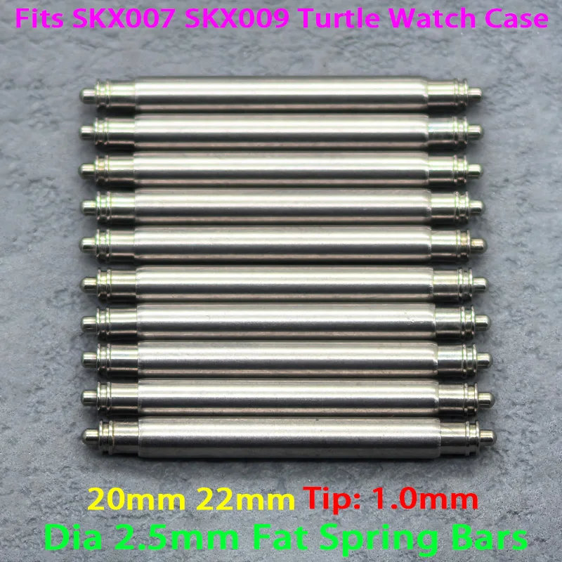 2/5/10PCS Dia2.5mm SKX007 Strap Spring Bars Tip1.0mm Fit SKX007 SKX009 Turtle Watch Case Watch Bracelet 20mm 22mm Band Link Pins