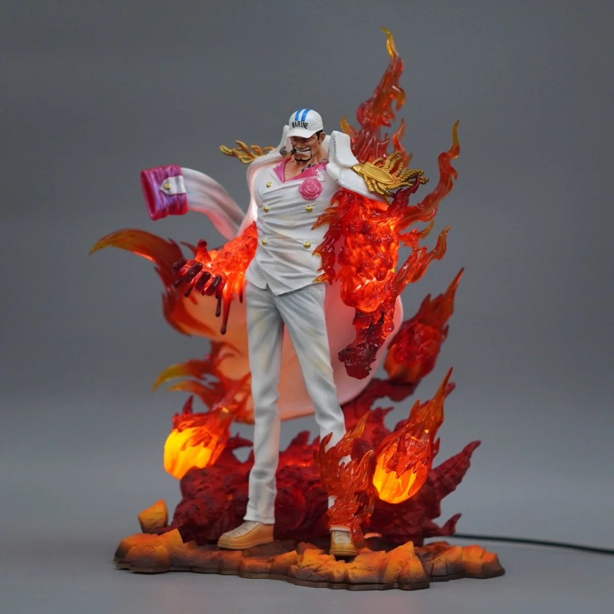 Figura de Resina de 30 cm del Almirante Akainu de One Piece, con Base de Diorama, Coleccionable de Anime, Iluminada, de LZ Studio