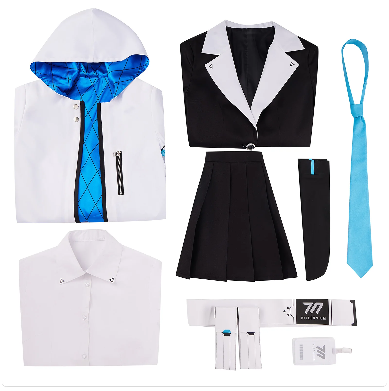 Game Blue Archive Hayase Yuka Cosplay Costume Women Dress Uniform Suit with Tie Halloween Party Role Play Outfit