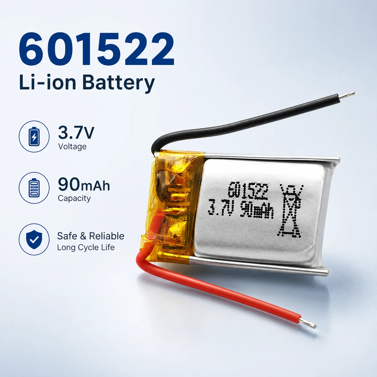 601522 3.7V 90mAh 15C High Magnification Li-Polymer Battery for RC Aircraft Helicopter Mini Juicer Blender DIY Repair 15C Lipo