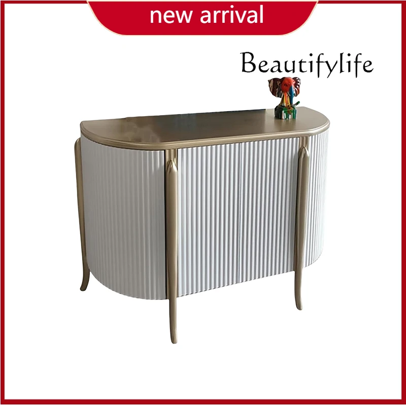 

c American light luxury solid wood porch cabinet, champagne color living room locker, entrance foyer storage cabinet