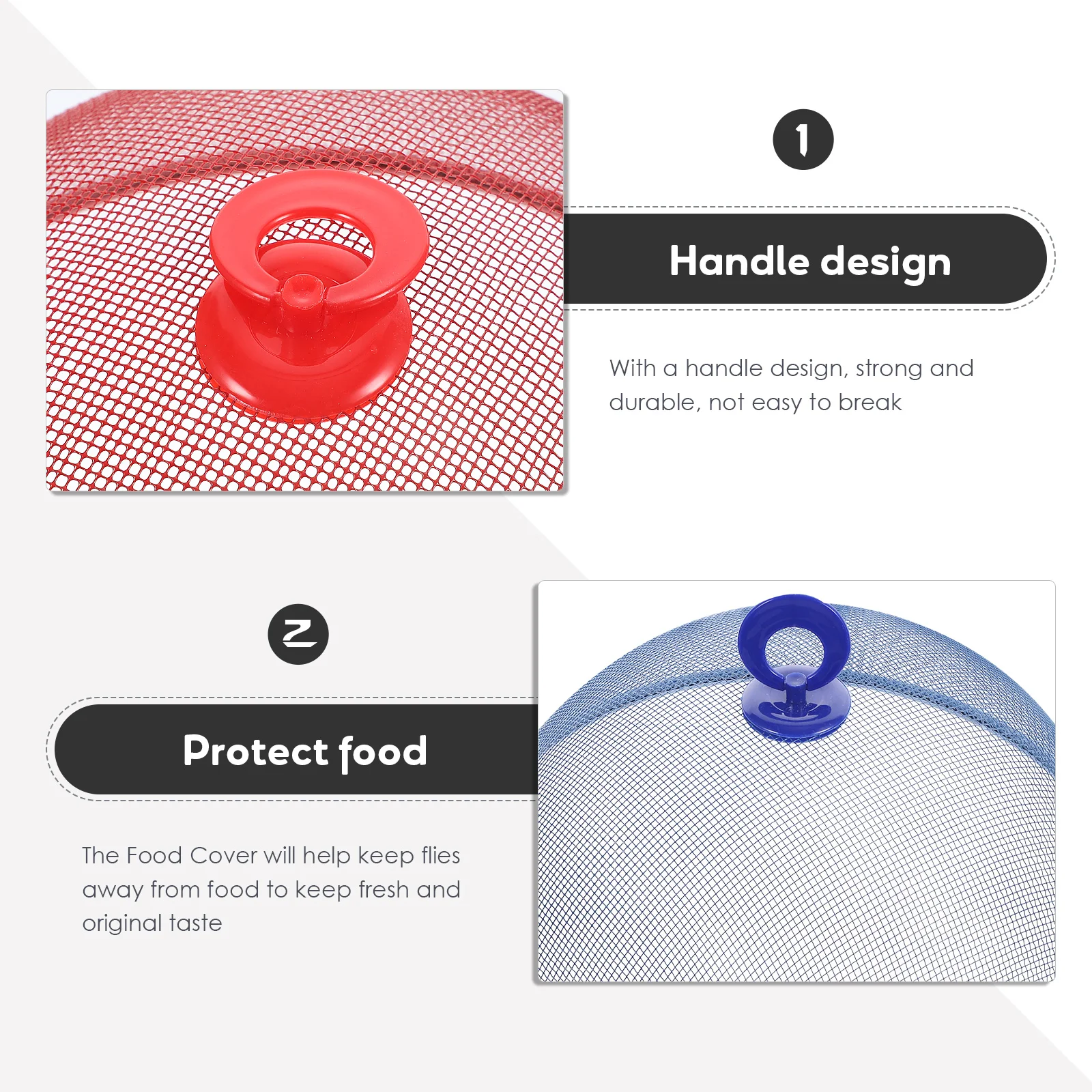 

2pcs Tents Household Food Covers Handle Design Stainless Steel Mesh Food Cover Outdoor Indoor Kitchen Dining Table Cover