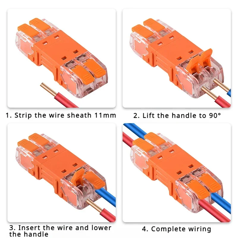 5PCS Butt Plug-in Type Splice Quick Connection Terminal Two-in Two-out Connector Quick Connector Plug-in Terminal