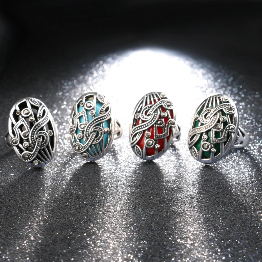 Fashion Boho Silver Color Jewelry Punk Anillo Musica Rings Anel Masculin Punk Vintage Jewelry Bague Femme Kpop Medusa
