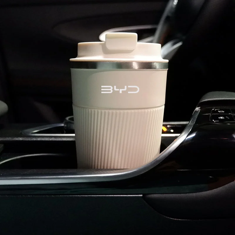 Fotografia 4: Copo de café de aço inoxidável caneca de escritório copos de água do carro para byd atto 3 yuan mais canção mais dmi golfinho selo tang han qin f3 e6 ato