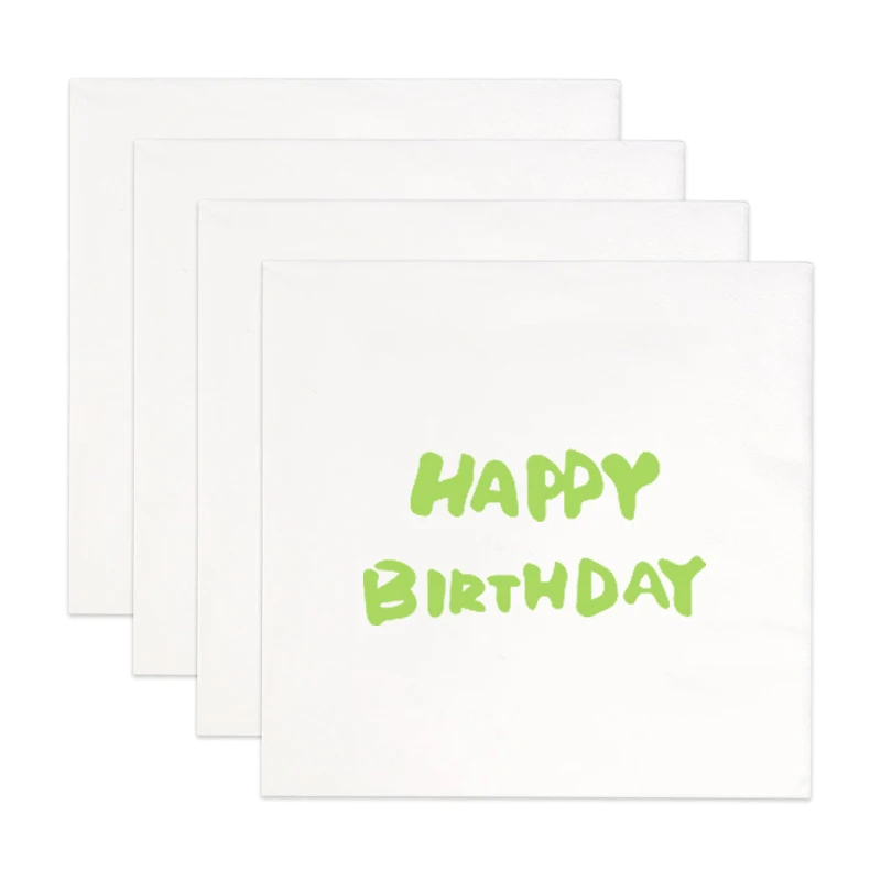 

Hot Stamping Foil Paper Napkins, Birthday Party, Wedding Dinner Tissue Napkins, White and Black, 25x25cm, 100Pcs