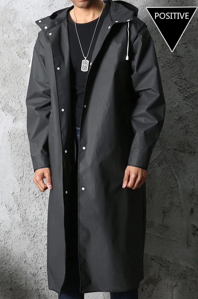 Fashion Black Adult Windbreaker Style Waterproof Long Raincoat Women's Men's Hooded Outdoor Motorcycle, Bicycle, Hiking, Fishing 12 Sf08c4bb8e83442ccb8d4d9feb1c4e032s