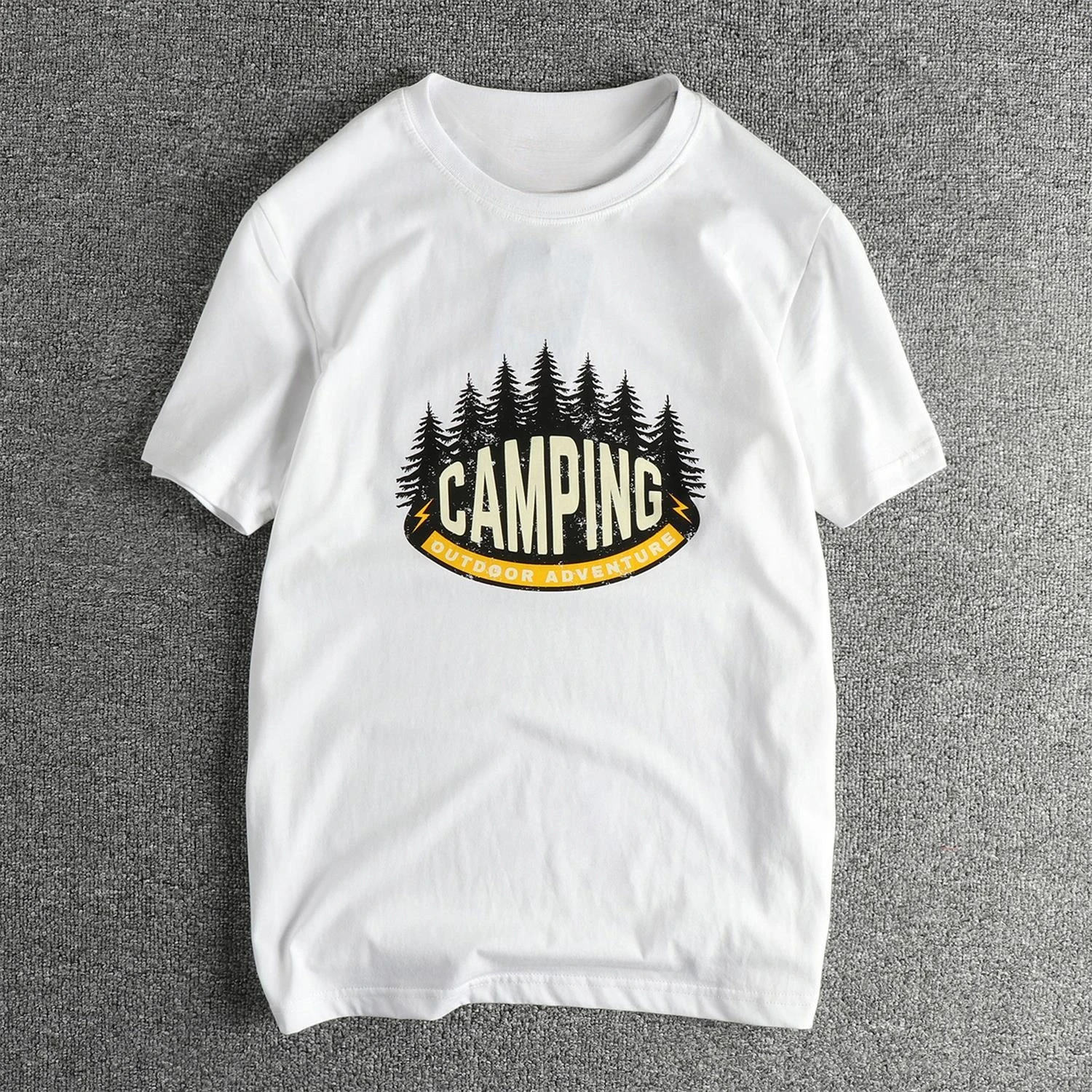 

Хлопковая футболка с короткими рукавами и простым элементом с принтом, мужская удобная футболка в американском стиле ретро с круглым вырезом и половиной рукавов