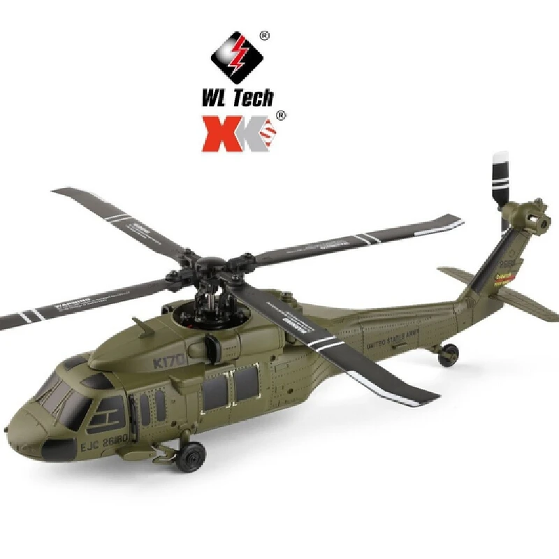 طائرة هليكوبتر WLtoys K170 RC - 4CH عقد الارتفاع بدون فرش، طراز UH60L RC محاكاة هواية نموذج طائرة #1