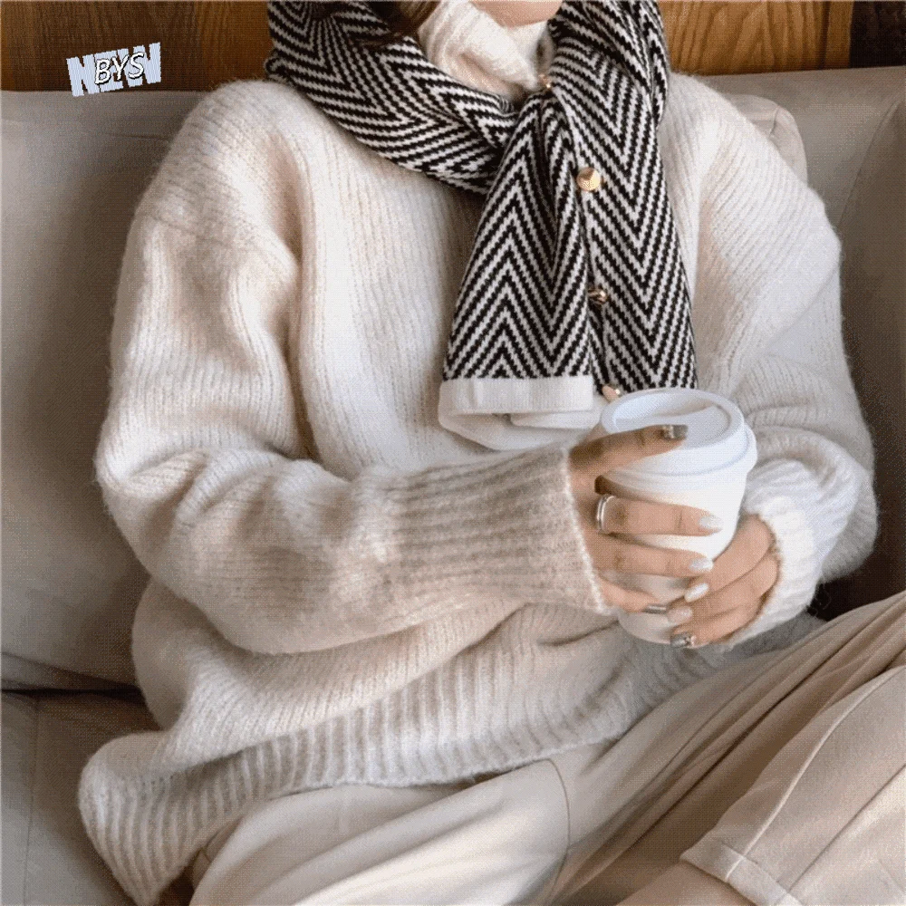 

Retro Striped Imitate Cashmere Scarf Plush Thickened Winter Cashmere Scarves Knitted Warm Long Shawl Student