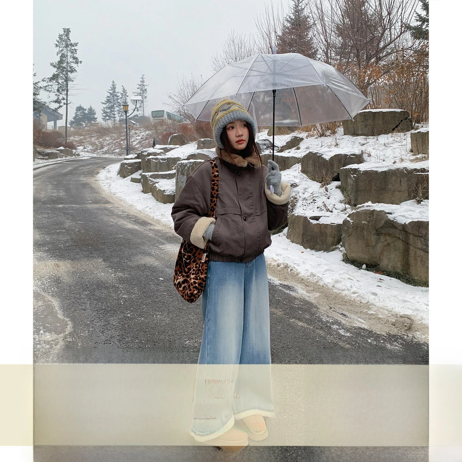 

Женские джинсы Ssilyon Southern Winter с широкими штанинами, утепленные флисом, с манжетами, в ретро-стиле, в полоску, с высокой талией, повседневные, из денима