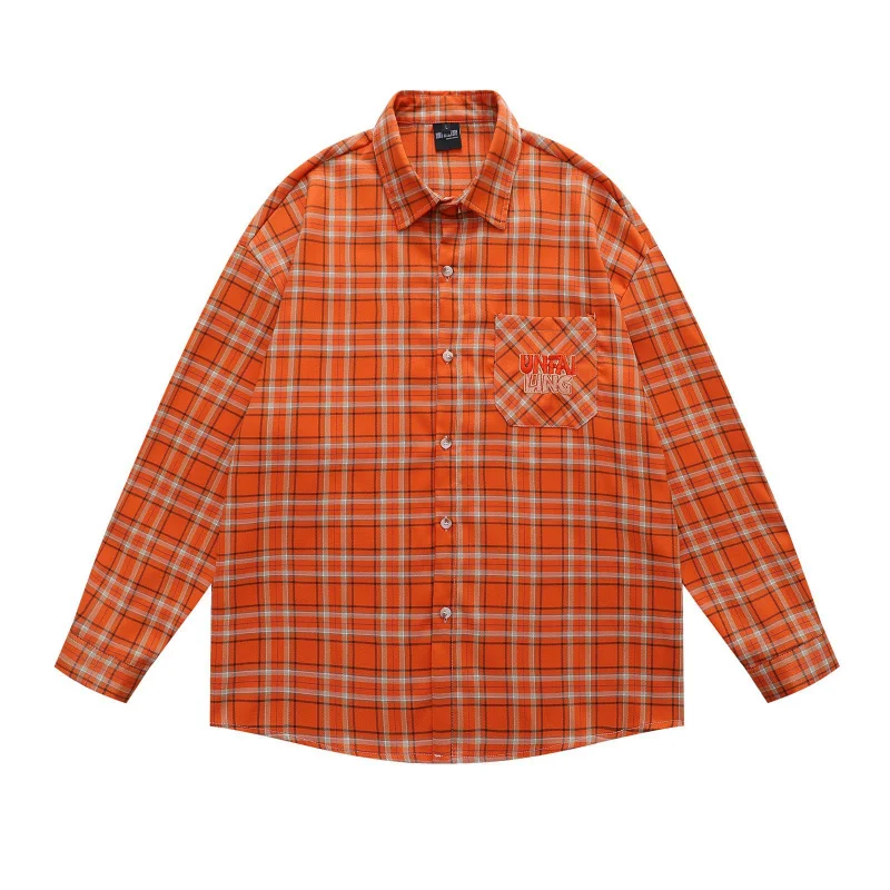 

DAVIDSHAO Европейский размер США Ретро солнцезащитная рубашка для мужчин Осенняя винтажная рабочая рубашка высшего качества свободного покроя с длинным рукавом