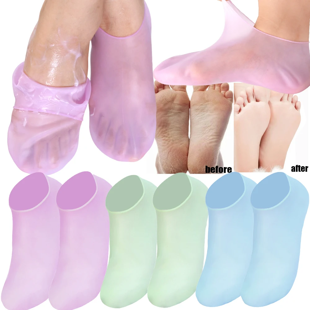 

Silicone Moisturizing Socks Foot Care Anti Cracking Anti-drying Elastic Foot Spa Socks Remove Dead Skin Reusable Pedicure Tools