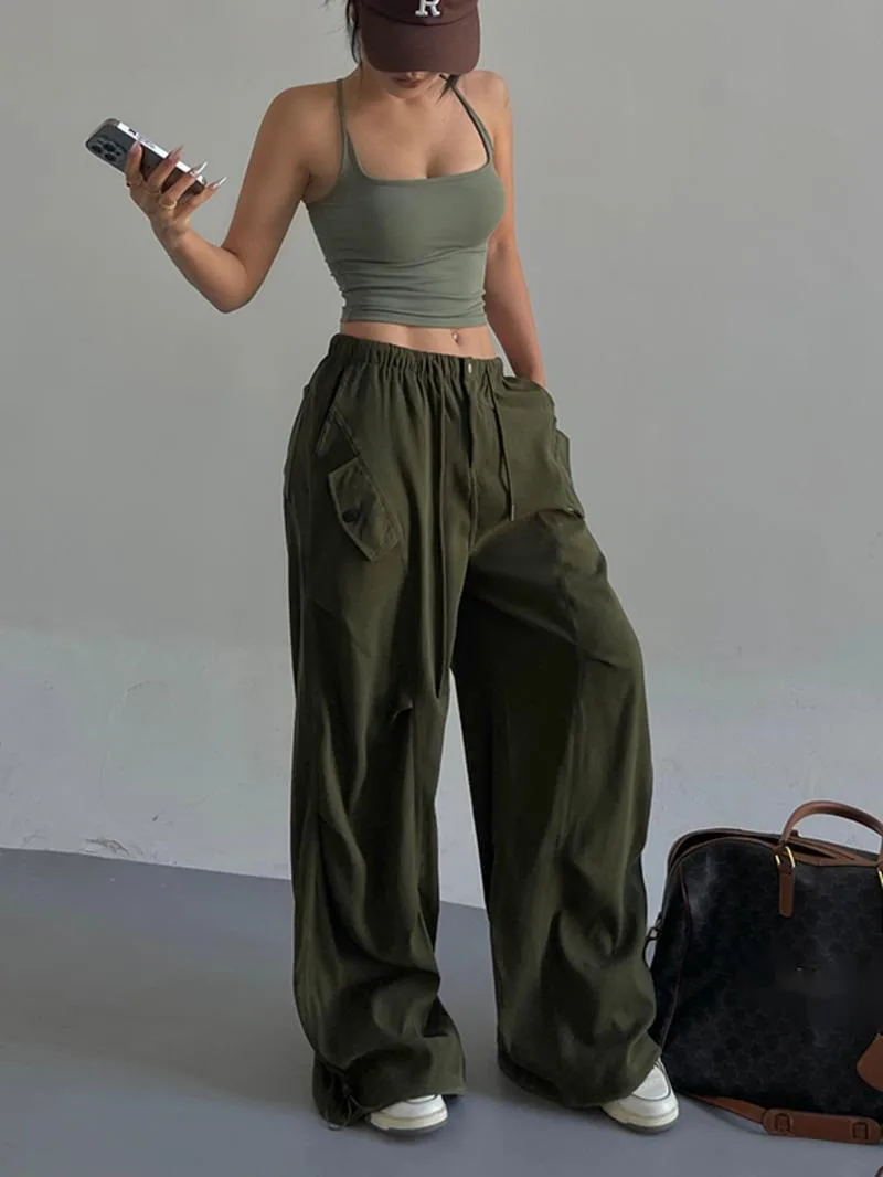 

American Casual Work Pants For Women Spring New High Waisted Loose Wide Leg Slim Floor Length Pants Fashion Women 2025 5ND4