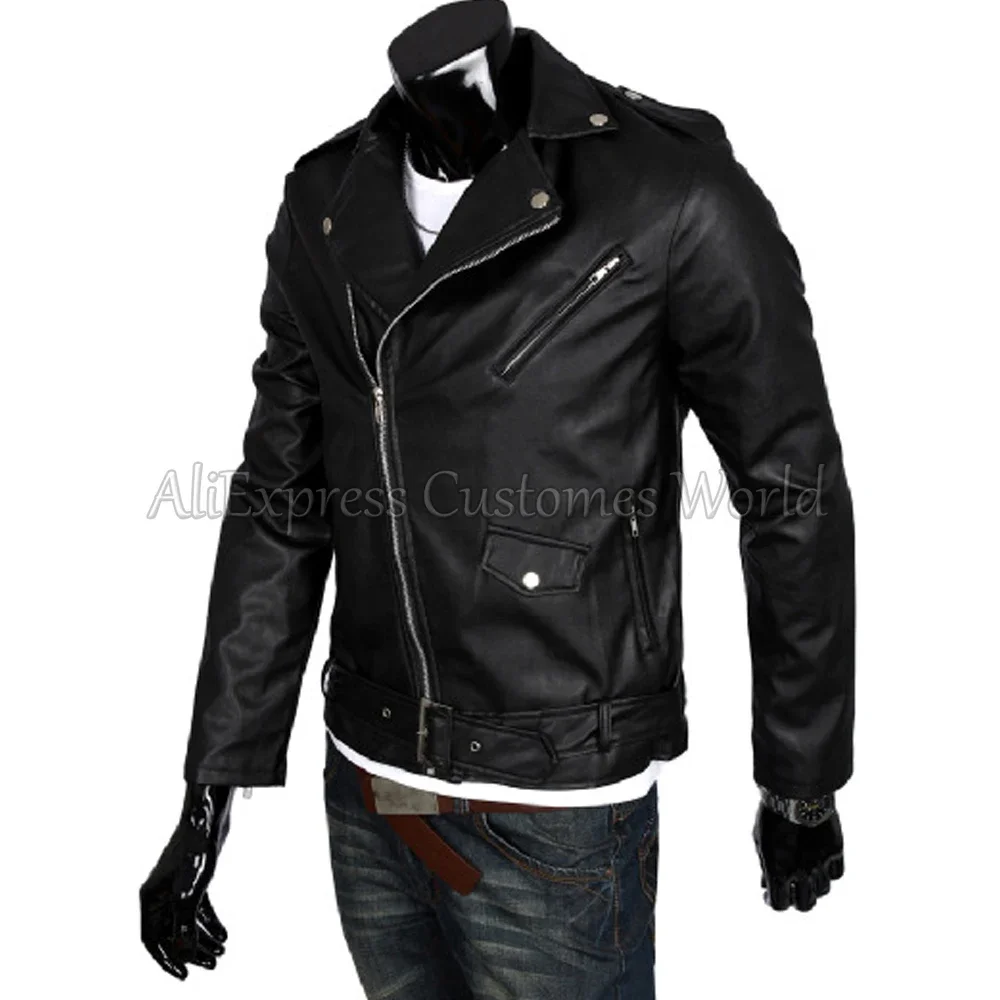سترة جلدية للرجال بقصة ضيقة للدراجات النارية ، معطف بسحاب غير رسمي ، ملابس حفلات للكرنفال والهالوين ، أزياء للكبار