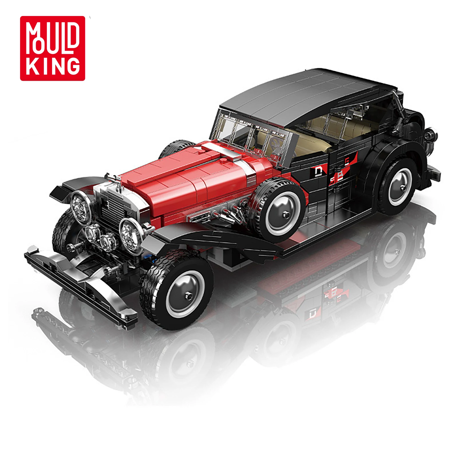 

Mold King 10114 Механический красный винтажный автомобильный конструктор с 1308 шт., старая модель автомобиля, кирпичи, игрушка для детей, рождественский подарок