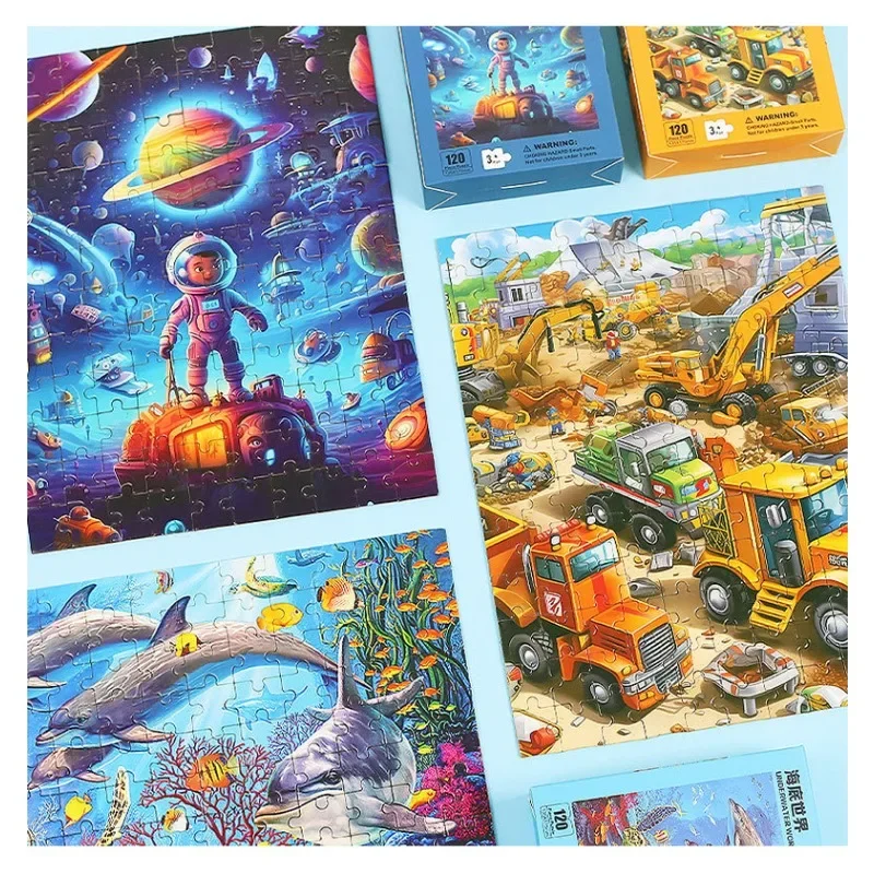 Children's Puzzles Paper Puzzle Color Box Anime Cartoon Animal Princess Early Education Puzzle Toy Boy Puzzles Gift 3-6 year