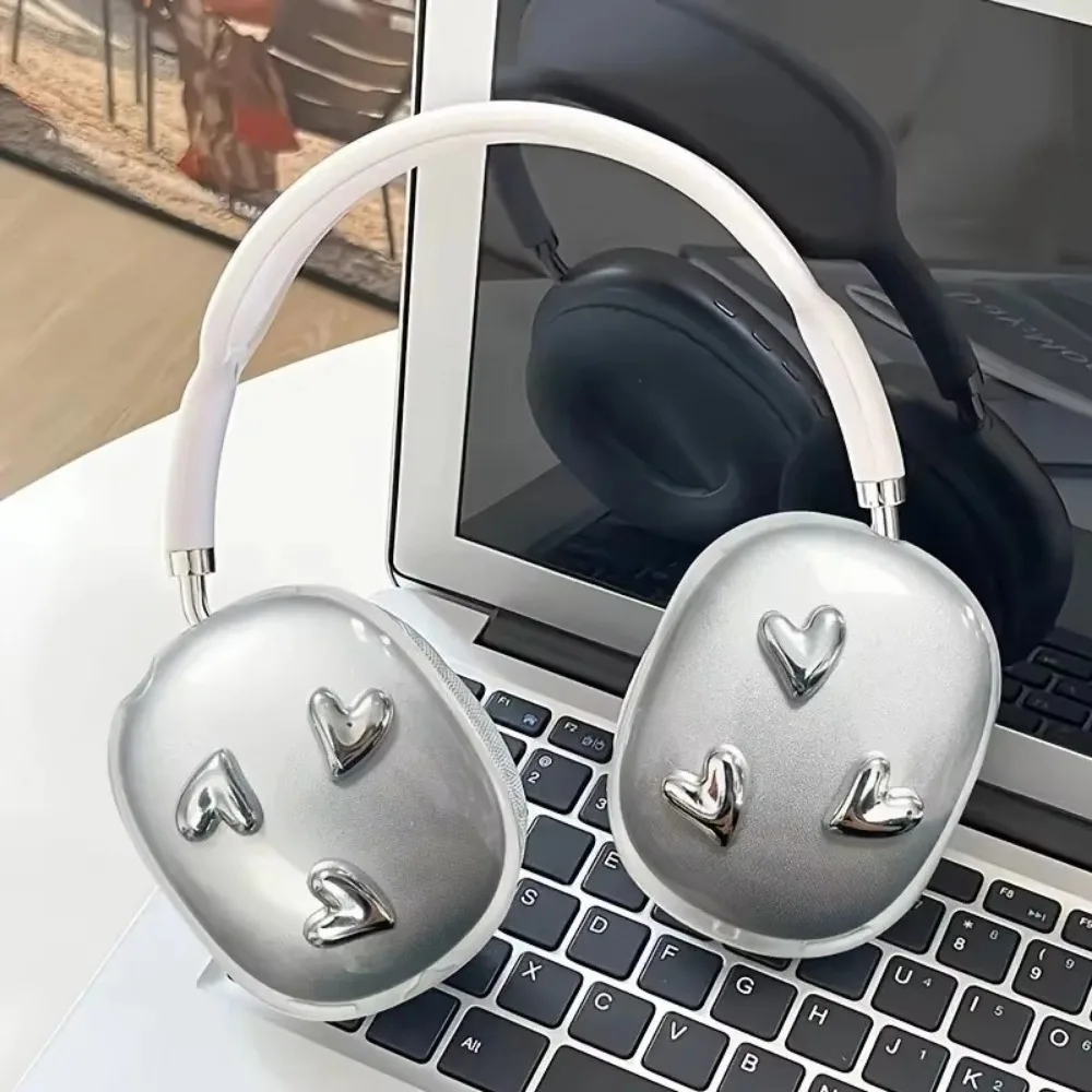 3D Headphone Protective Case Transparent Love Heart Protection Cover Universal Anti-scratch Earphone Cases for AirPods Max
