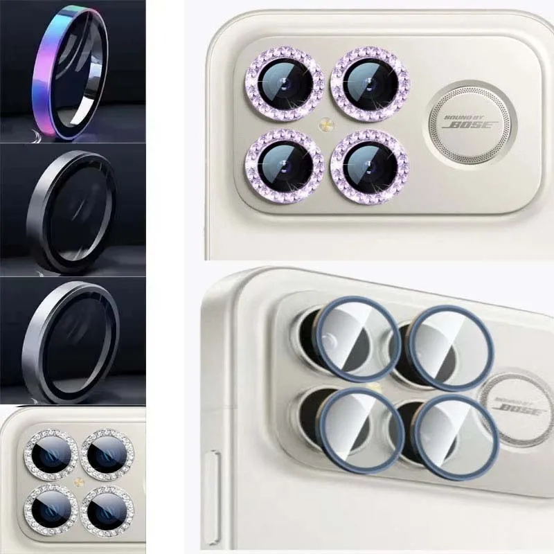 

for Redmi K90 Pro Max Lens Film Rhinestone Metal Ring+Tempered Glass Lens Protector Artificial Crystal Camera Cap Protect Cover