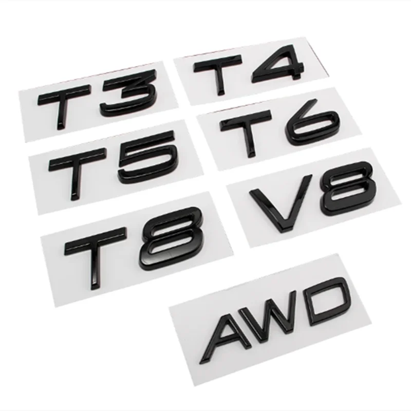 Car 3D ABS Trunk Letters Logo Badge Emblem Decals Styling Sticker For Volvo T3 T4 T5 T6 T8 V8 AWD XC40 XC60 XC90 S40 S60 S80 S90