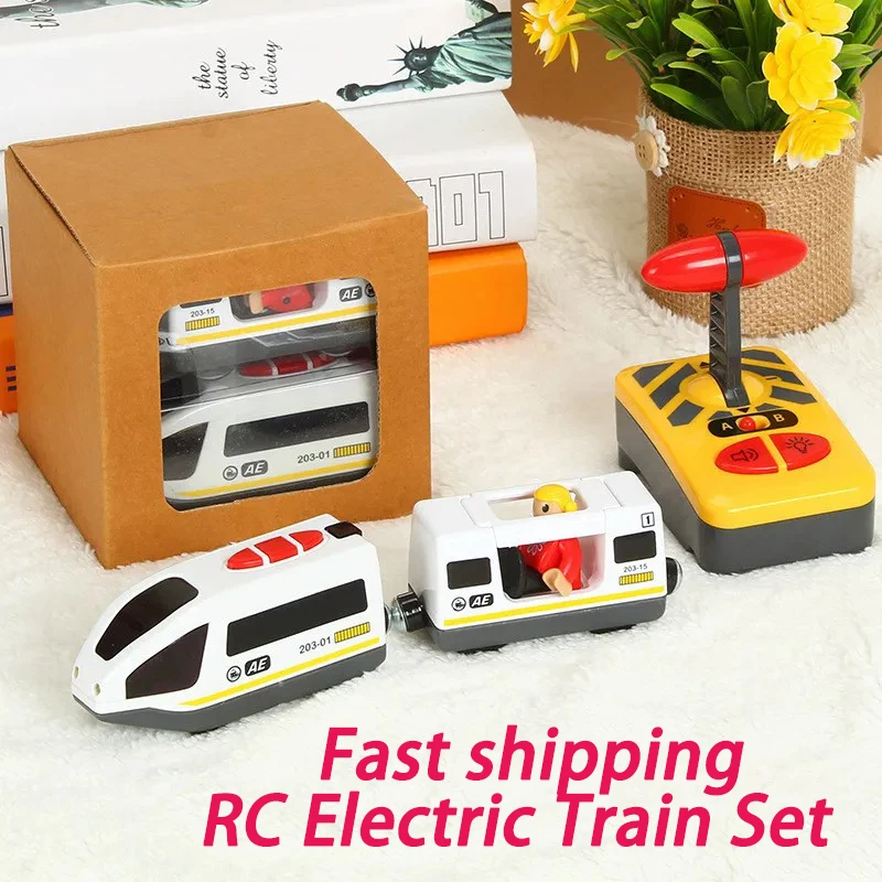 

RC Electric Train Set Toys For Kids Car Diecast Slot Toy Fit for Standard Wooden Train Track Railway Christmas Trem Set поезда