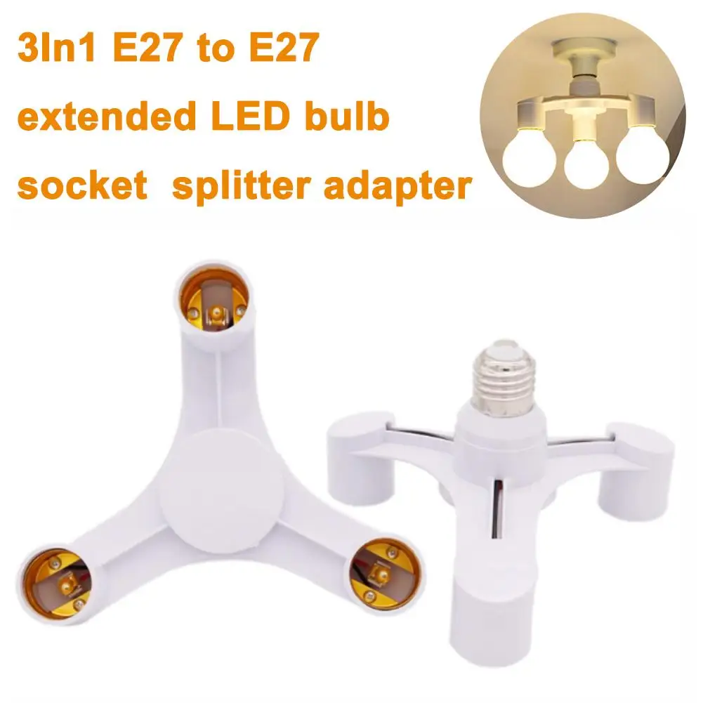 

3 In 1 E27 To E27 Extended LED Bulb Socket Splitter Adapter Bracket, Suitable For Photography Studios, Kitchens, Restaurants