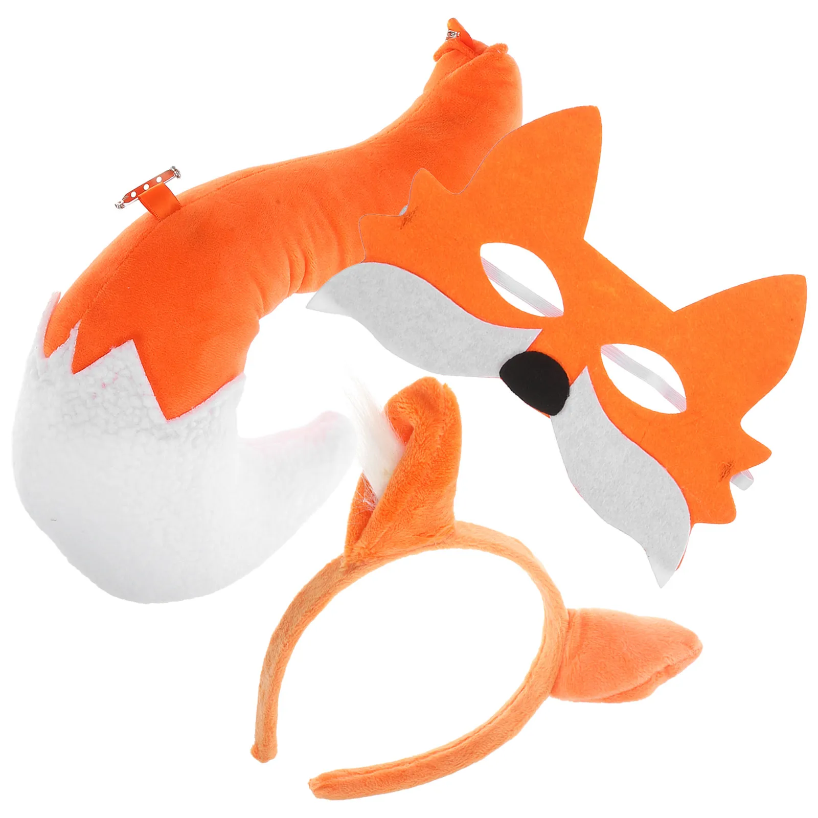 1 Set Fuchs-Maske mit Ohren und Schwanz Kostüm-Set Halloween Cosplay Zubehör Tier-Schwanz-Requisite für Party Fuchs-Masken-Kostüm-Accessoires