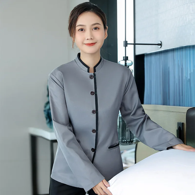 Hotel Cleaning Work Clothes Long Sleeve Female Hotel Guest Room Property Hospital Housekeeping Catering Cleaner Autumn and Winte