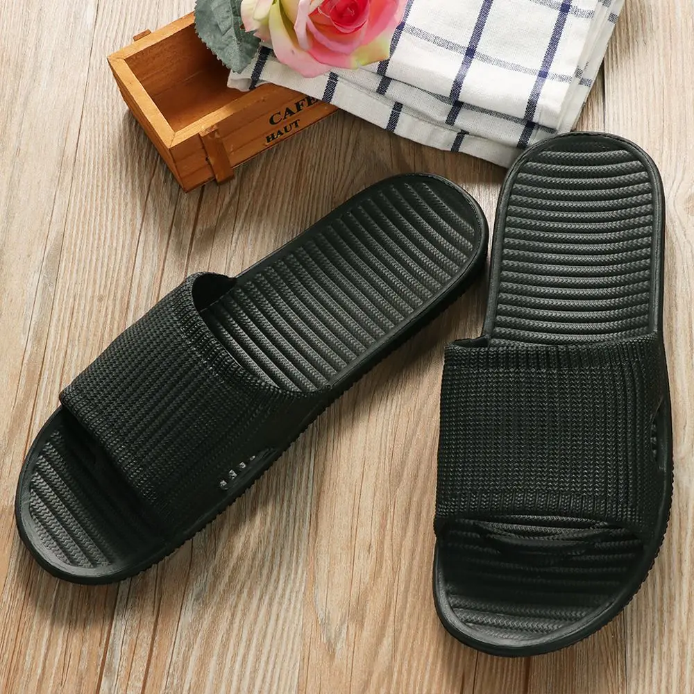 Comfort Soft Shower Stripe Summer Shoes Bathroom Slippers Women\'s Sandals Men\'s Flip-flops