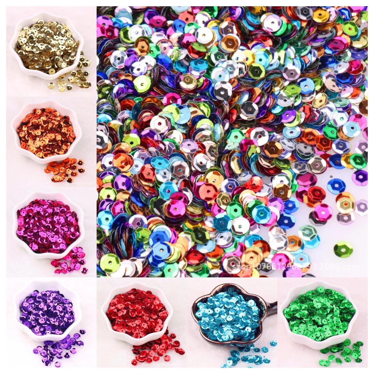 

1000 pcs of 6mm silver sequins, curved pieces, laser circular concave pieces, bead pieces, DIY hand sewn clothing accessories,