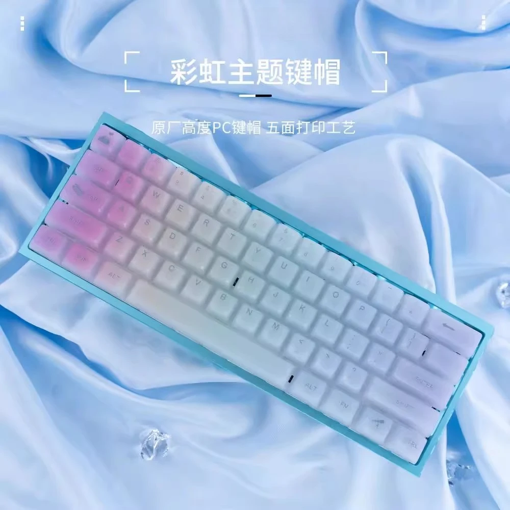 

Прозрачные колпачки для клавиш с радужной тематикой, 115 клавиш, колпачки для клавиатуры с вишневым профилем для ПК, колпачки для клавиш на заказ, противотуманные колпачки для механической клавиатуры, подарки для ПК