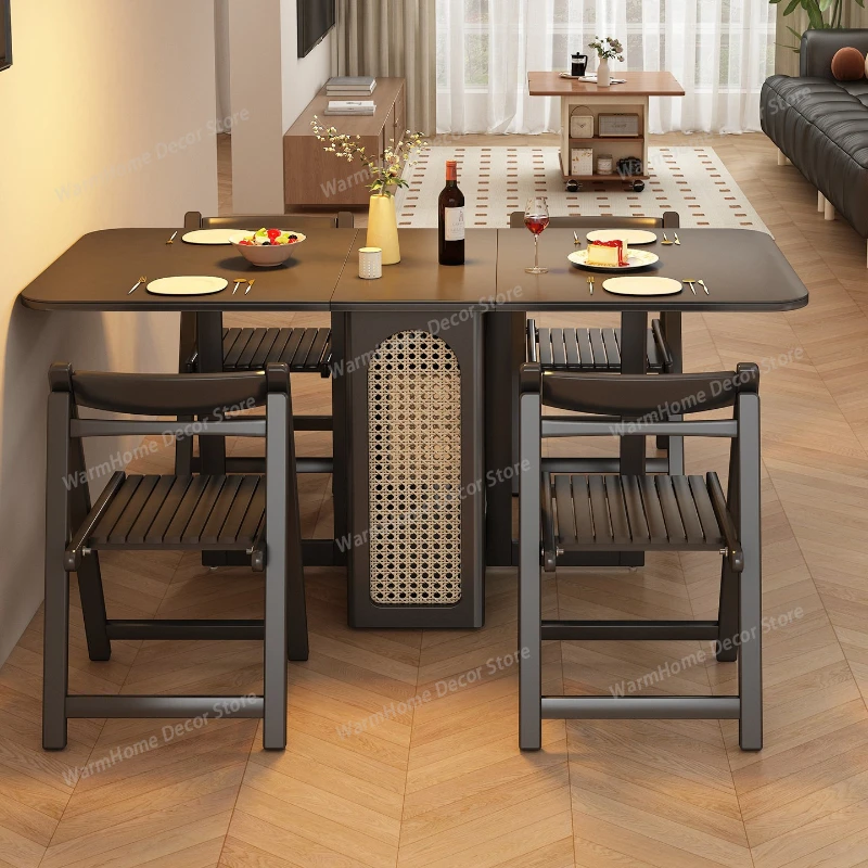 

Solid Wood Extendable Dining Table Foldable and Space-Saving Design for Small Apartments Multi-Functional Furniture