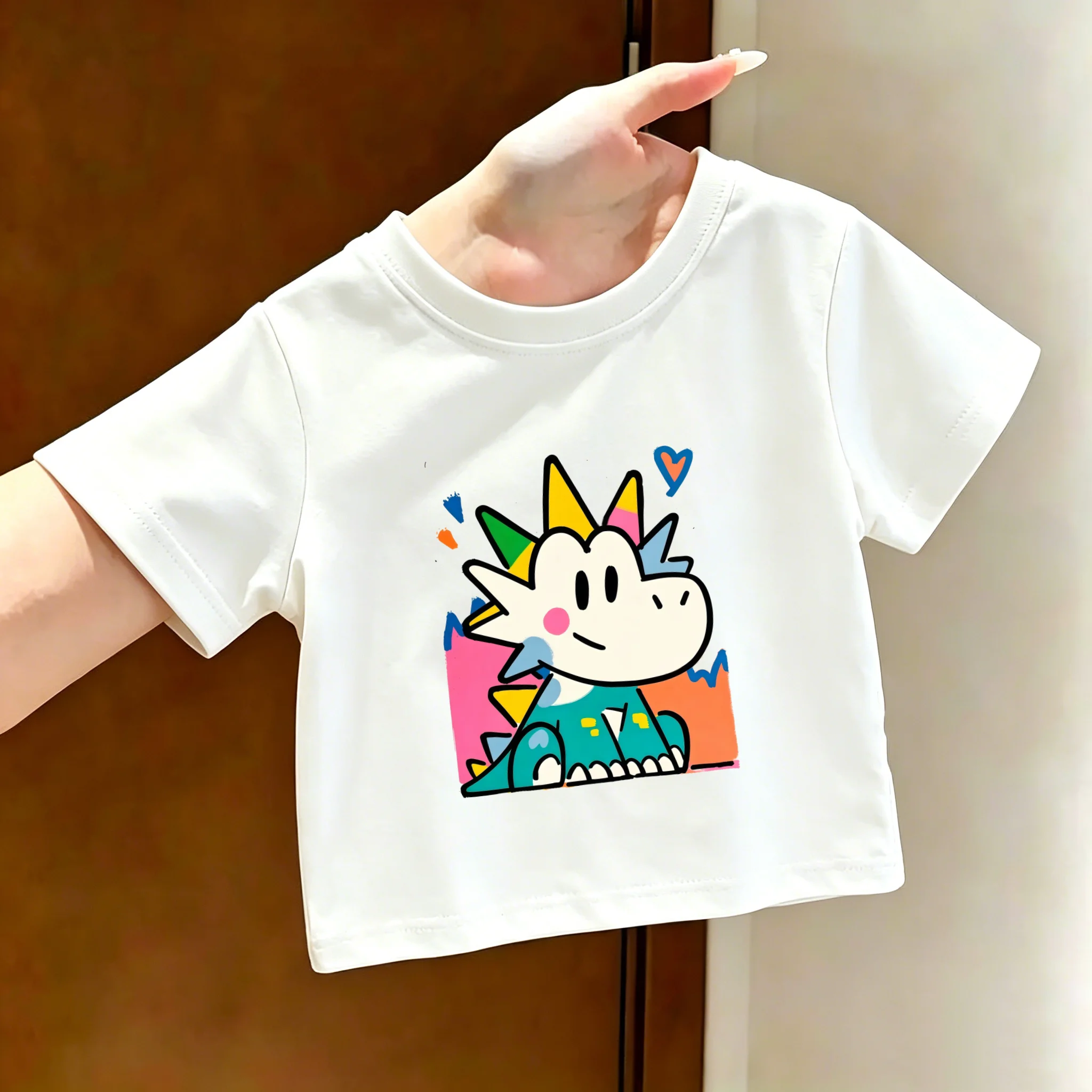 Summer New Cartoon Short Sleeved Parent-child T-shirt Cute Dinosaur Pattern Children's Casual Top Trendy