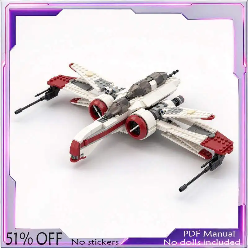 696PCS Twin Engine MOC Custom Building Blocks Sci Fi Starfighter Model DIY Assembly Galaxy Scene Toy Gift Decor