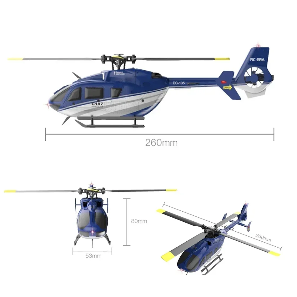 RC ERA C187 Pro EC135 Scaled 1:48 RC Helicopter 4CH 6-Axis Gyro Flybarless Metal Roter Head Remote Control Hobby Toys -RTF