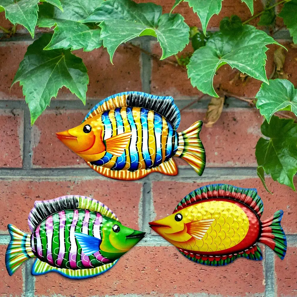 New Metal Fish Wall Decoration Hanging Ornament Iron Art Craft Indoor Outdoor Sculpture Artwork Statue