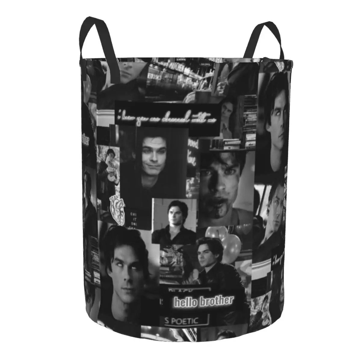 Custom Damon Salvatore The Vampire Diaries Laundry Basket Collapsible Horror TV Show Clothes Hamper for Baby Toys Storage Bin