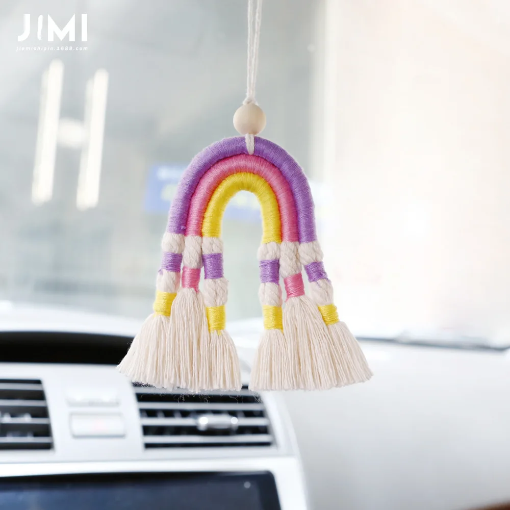 Handmade Woven Rainbow Home Decorations Creative Car Car Pendant Nordic Bohemian Tassel Wall Decorations