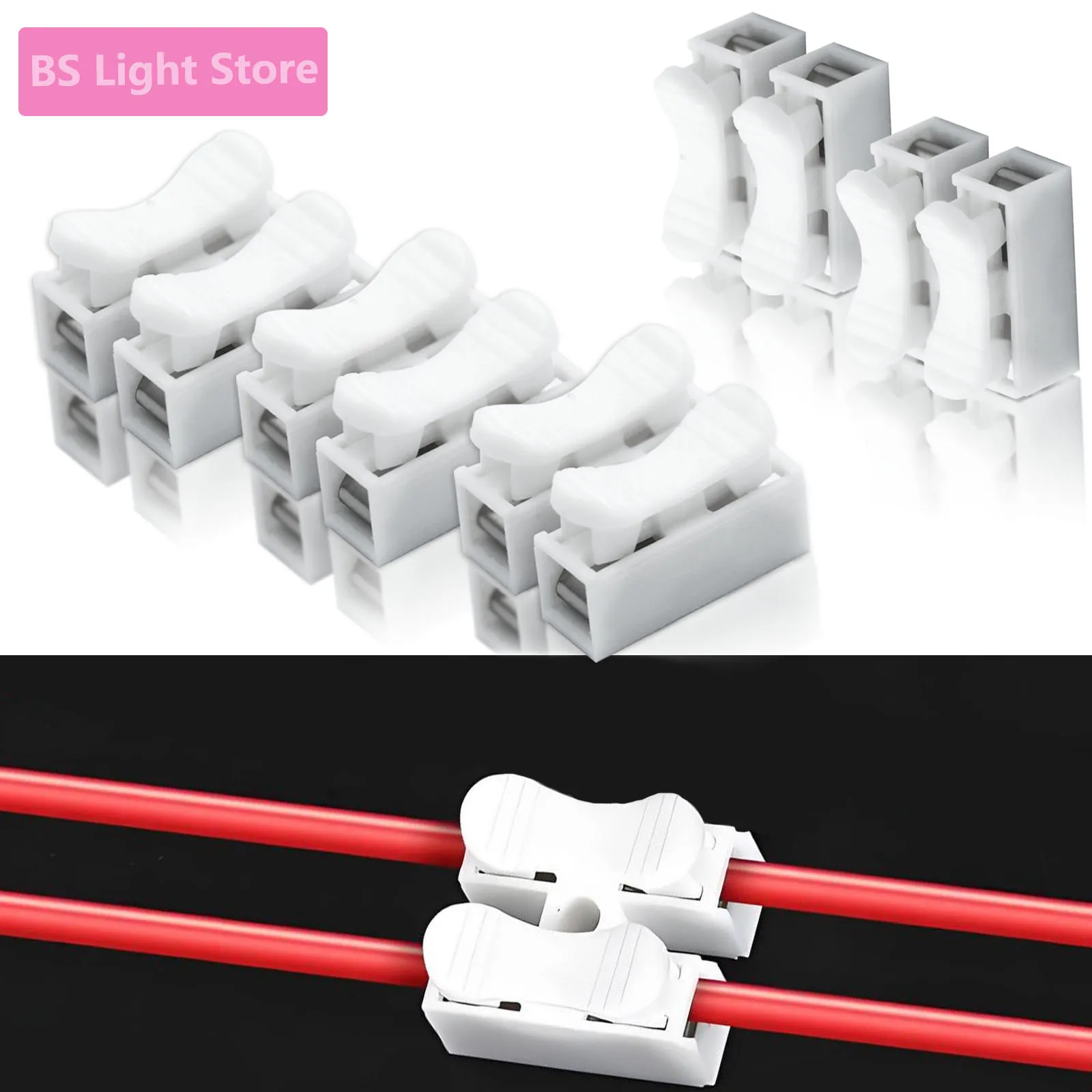 10/20/30pcs No Solding Quick 2P Cable Wire Connector CH2 No Screw Terminal Block Spring Clamp For Easy Safe Splicing Into Wire
